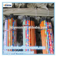 120*2.2cm PVC wooden broom stick with black cap